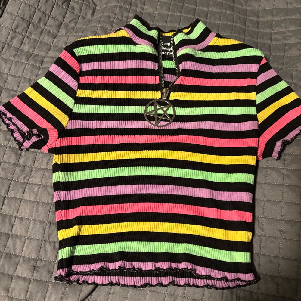Killstar Multicolor Striped Crop Top